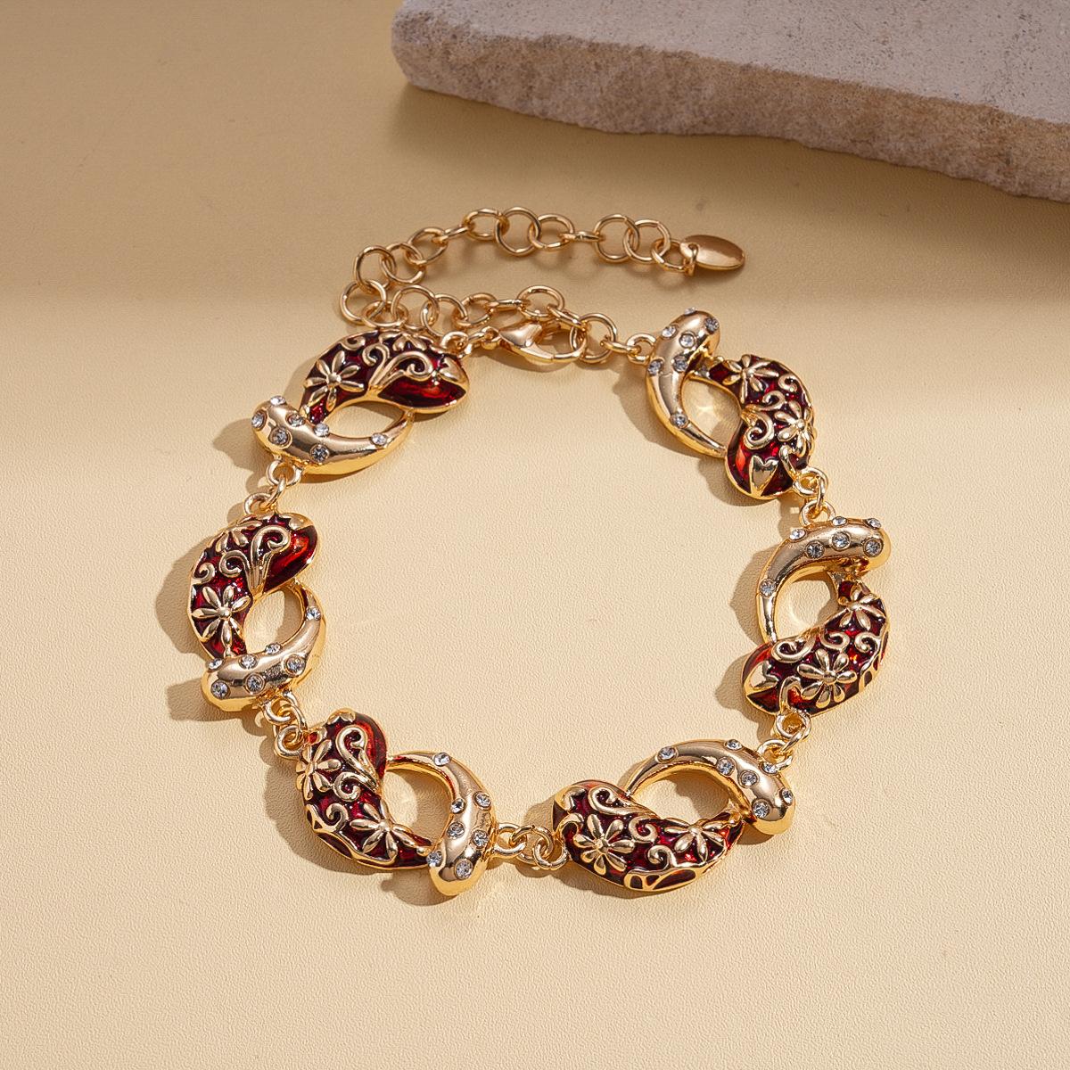 Zircon drop oil water drop flower pattern adjustable sweater chain retro necklace