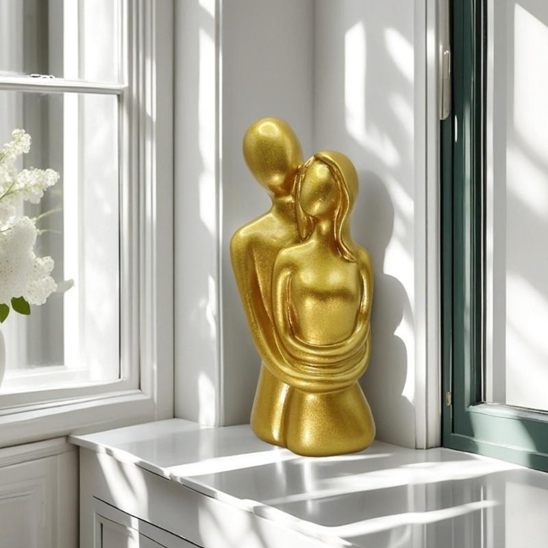 Modern Abstract Sculptures Resin Kissings Lover Figurines Statue Centerpieces for Living Room Office Home Decorations