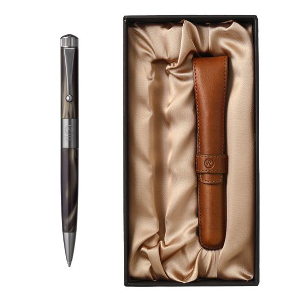 Romeo Romeo Gift Set  Small Ballpoint Pen And Pen Case  Brown