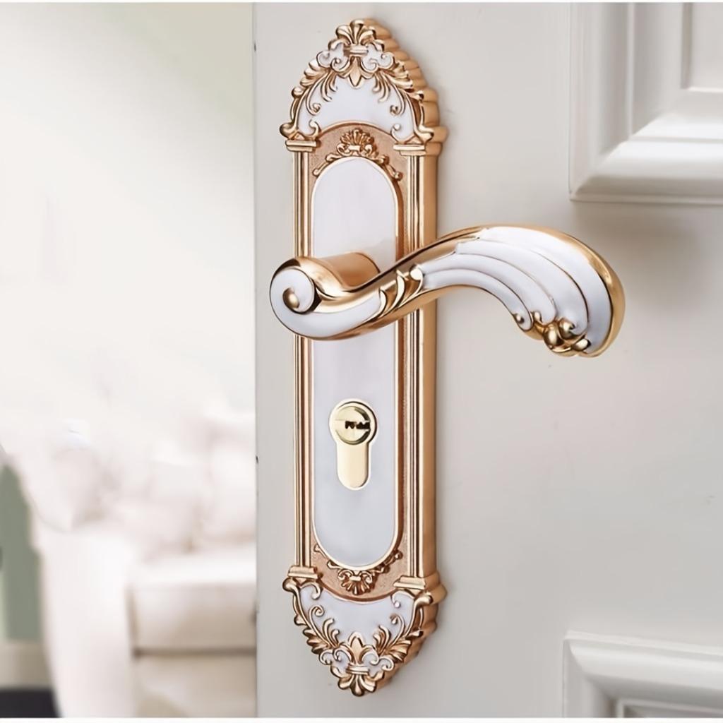 1pc Silent Indoor Door Lock with Easy Installation - Stylish Bedroom Door Handle Kit with Classic Design