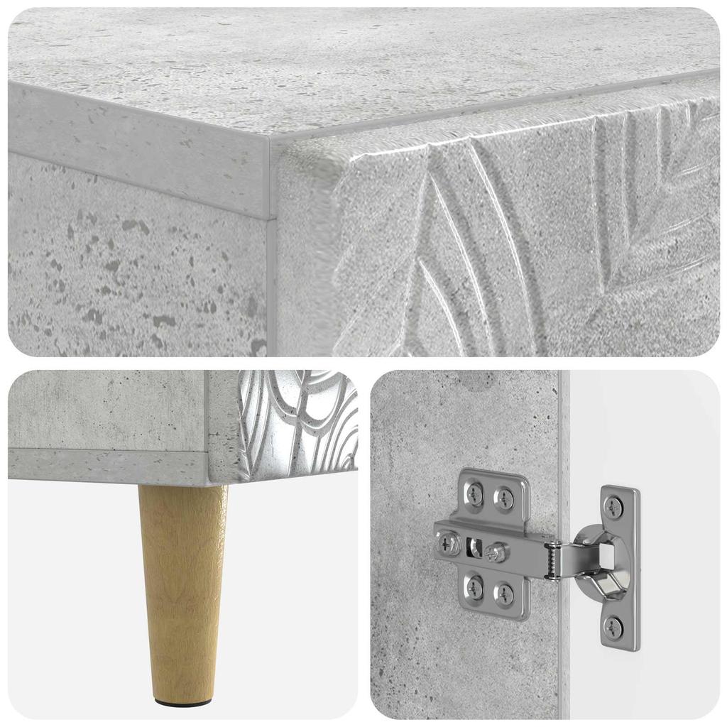 Shoe Cabinet DELFT 59.5 x 39.5 x 90 cm Engineered Wood Concrete Grey