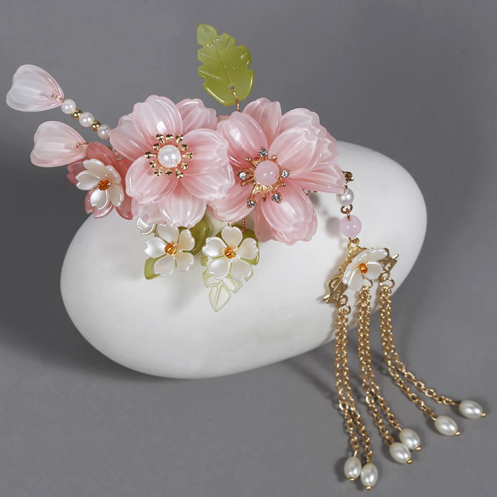 Chinese Hanfu Hair Accessories Set Glass Beads Tassel Hairpin for Women Traditional Hair Clips Hair Ornament