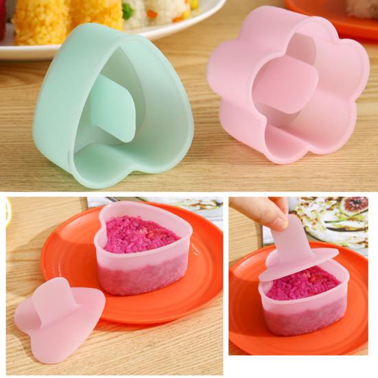 1 Set DIY Japanische Kinder Reisbällchenform Lebensmittelqualität Presse Design Niedliche Bärenblüte Herzförmige Sushi-Form Küchenzubehör