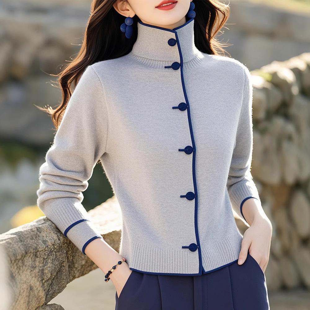 Zimní Módní, Módní, Niche, Lehký Luxus, High-end a Ležérní, Svetr v Ležérním Stylu, Rolák, Hřejivý Svetr pro Ženy