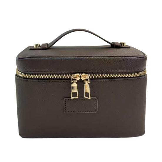 

Дорожня косметичка-органайзер для макіяжу зі знімною перегородкою, водонепроникна, з еко-шкіри, косметичка-сумка для туалетного приладдя для відпустки, жіноча косметичка кавовий