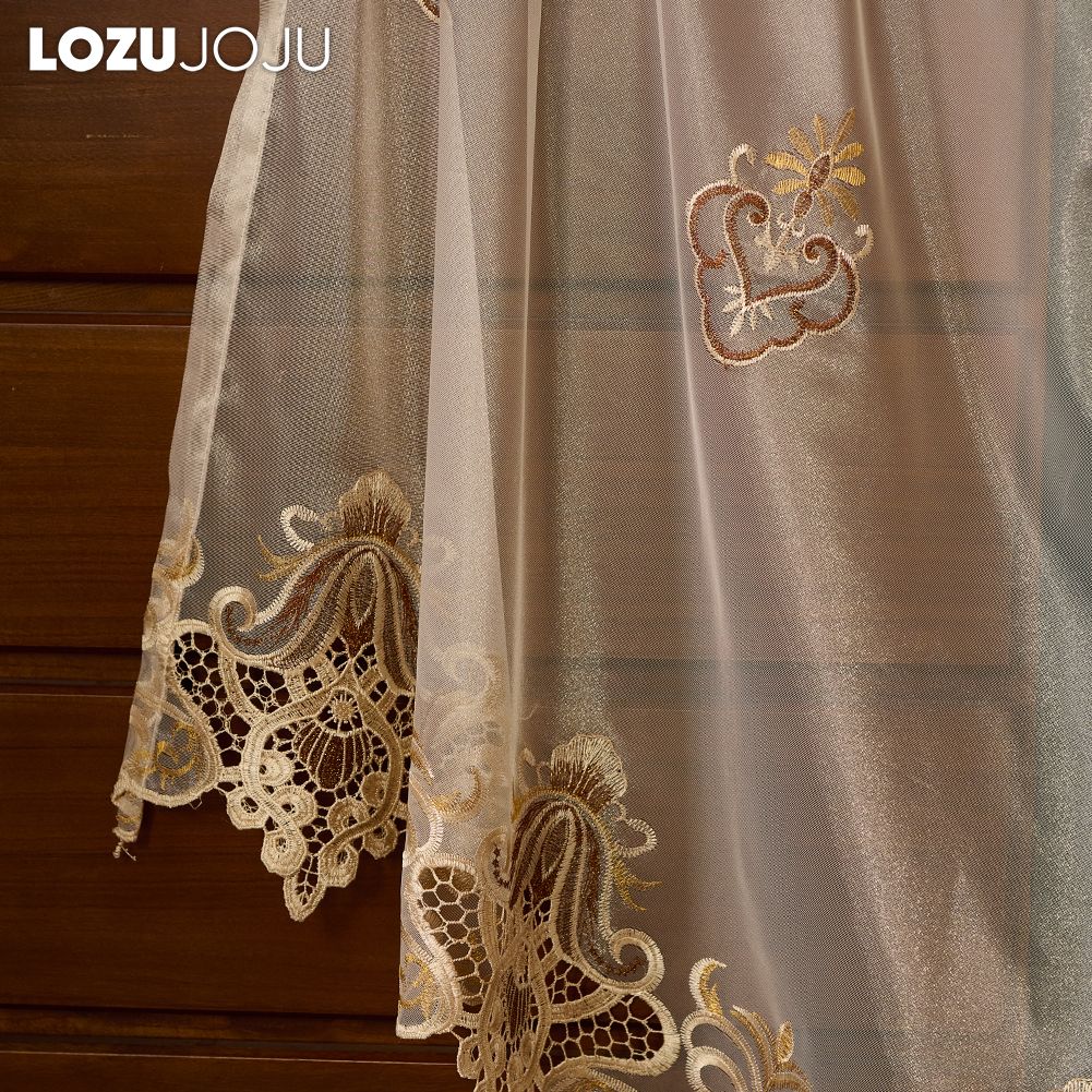 1PC LOZUJOJU European Style High-end Tulle Embroidered Sheer Curtains for Living Room Bedroom Balcony Window Home Decor