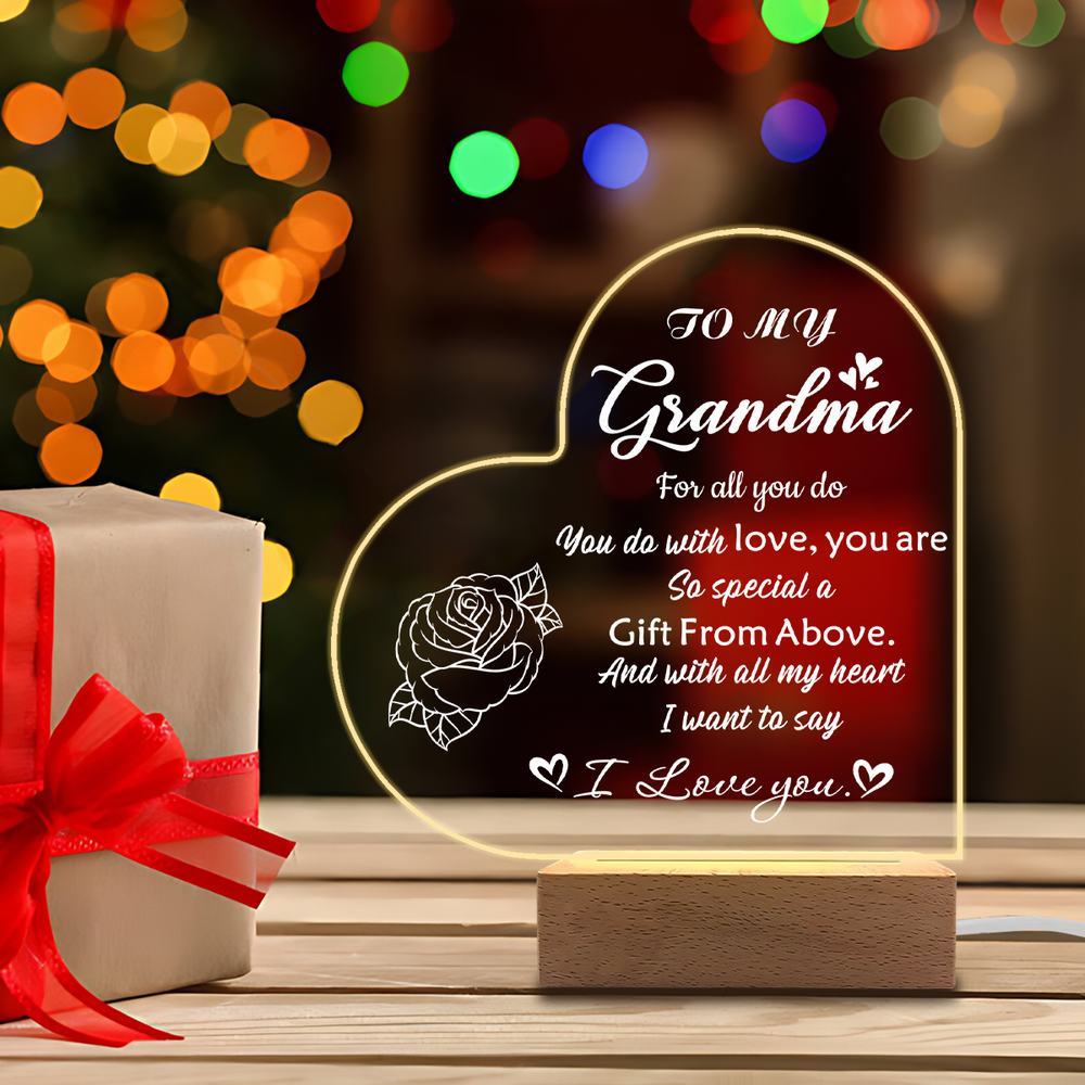 1PC Acrylic Luminous Ornament Photography Accessories, USB Base, Grandma Gift, I Love You Figurines