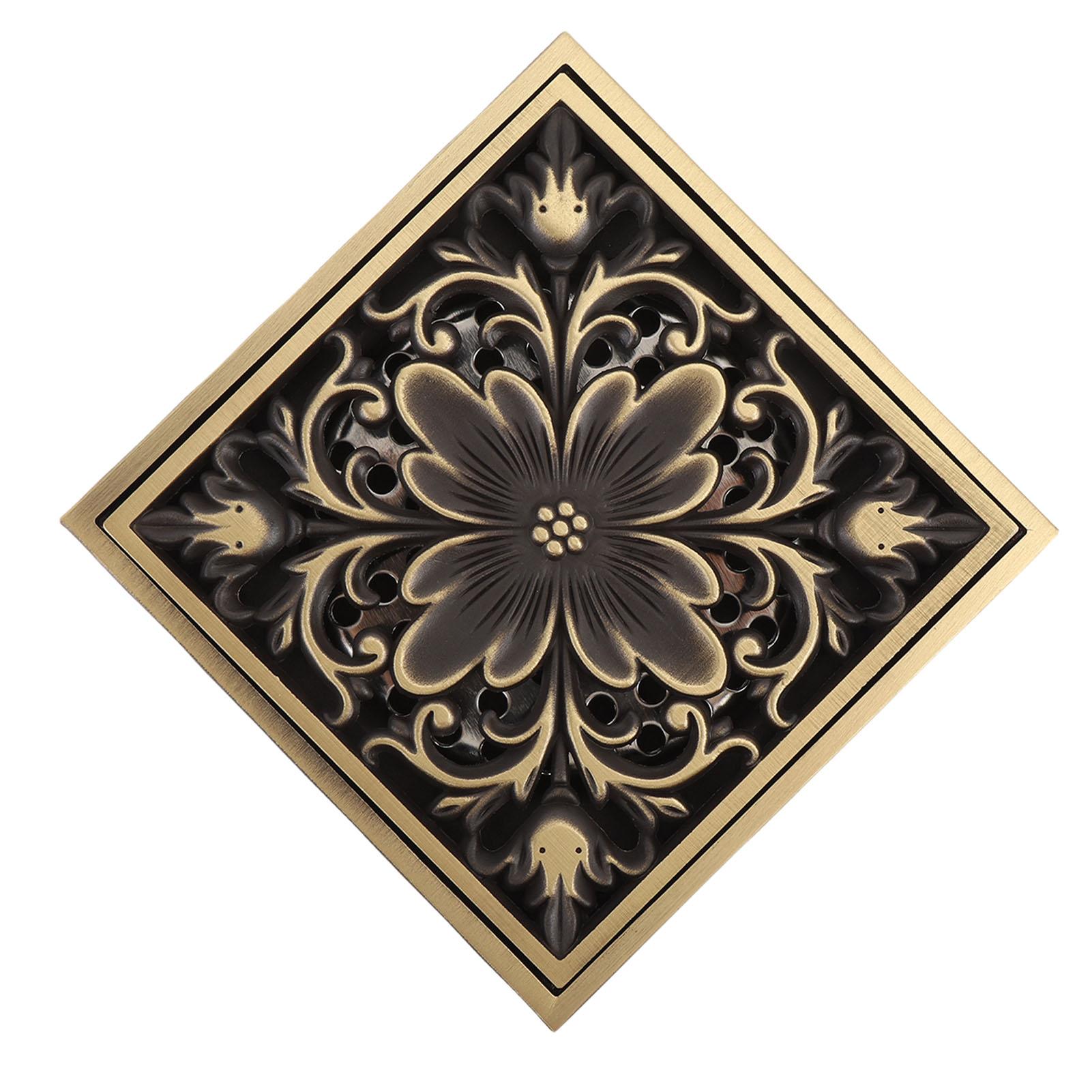 

Floor Drain Brass Square Bathroom Shower Sewer Filter Strainer Ancient Style Odorless