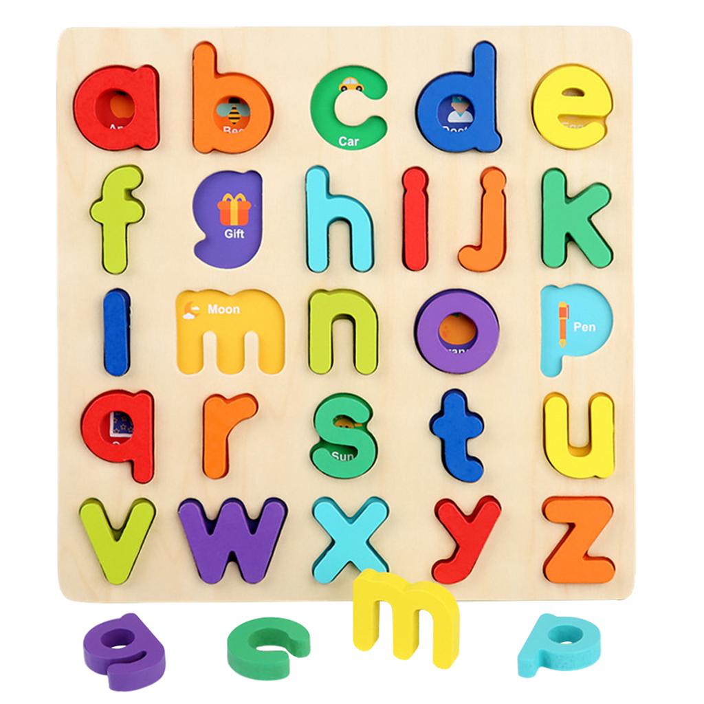 Wooden Puzzles for Toddlers Thickened Montessori Alphabets Number Puzzle Board Educational Matching Game for Children