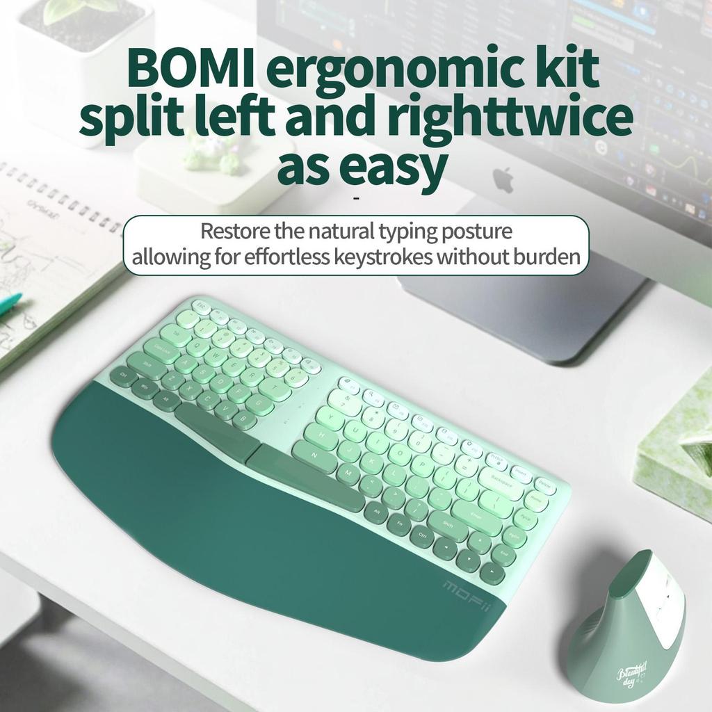 Mofii Ergonomic 2.4G Wireless Keyboard Mouse Combo with Wrist Rest,Split Design,1600DPI Vertical Mouse for PC/Laptop/Desktop