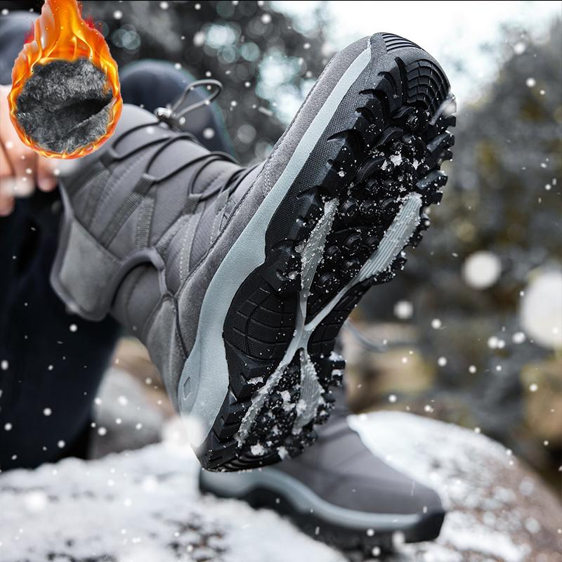 Herren-Schneestiefel mit dicker Sohle und rutschfestem und verschleißfestem Fleece für den Winter, große Schneestiefel