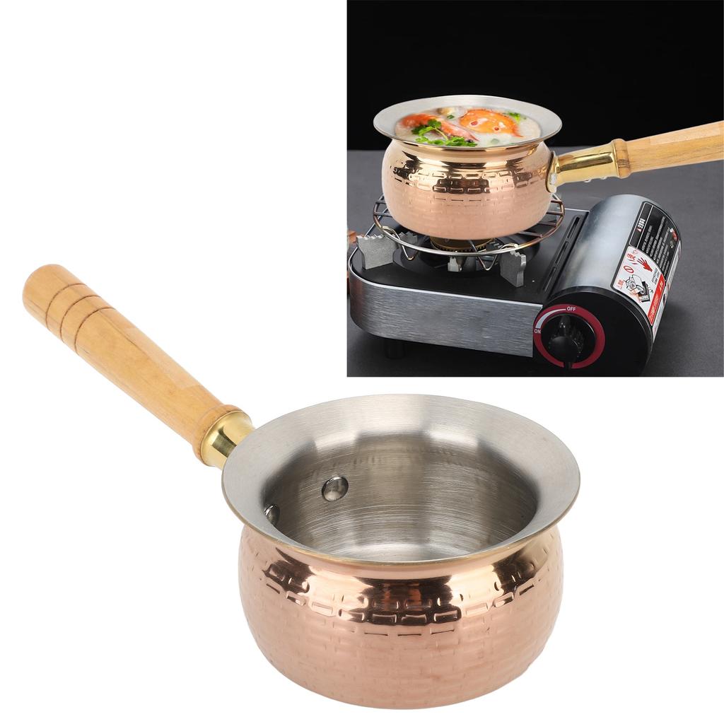 Stainless Steel Butter Warmer Small Saucepan Multifunction Butter Melting Pot Sauce Pan with Wooden