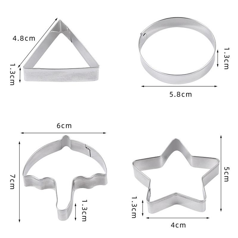 JUSTINLAU 12pcs/Set Candy Making Tool Stainless Steel Cookie Cutters Biscuit Molds Umbrella Triangle Star Circle Food Grade Mold