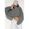 2025 Cross-Border Navel round Neck Hoodie European and American Women clothes Short Sports Bottoming Shirt T-shirt Knit Long sleeve Top