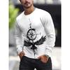 Men's 3D Stripe Printed Long-sleeved T-shirt, Comfortable, Breathable and Versatile Men's Top