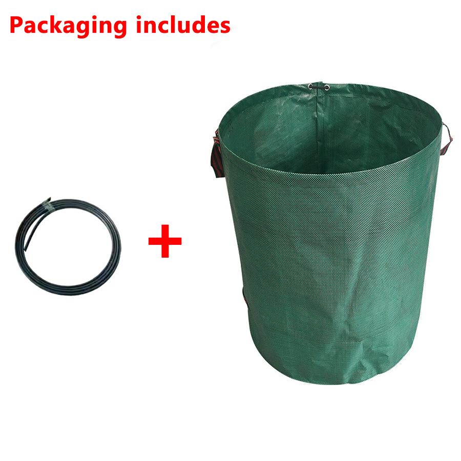 60-500L PP Garden Yard Waste Bag With Lid and Leaf Scoops Waterproof Outdoor Gardening Storage Bag for Plant and Leaf Collection
