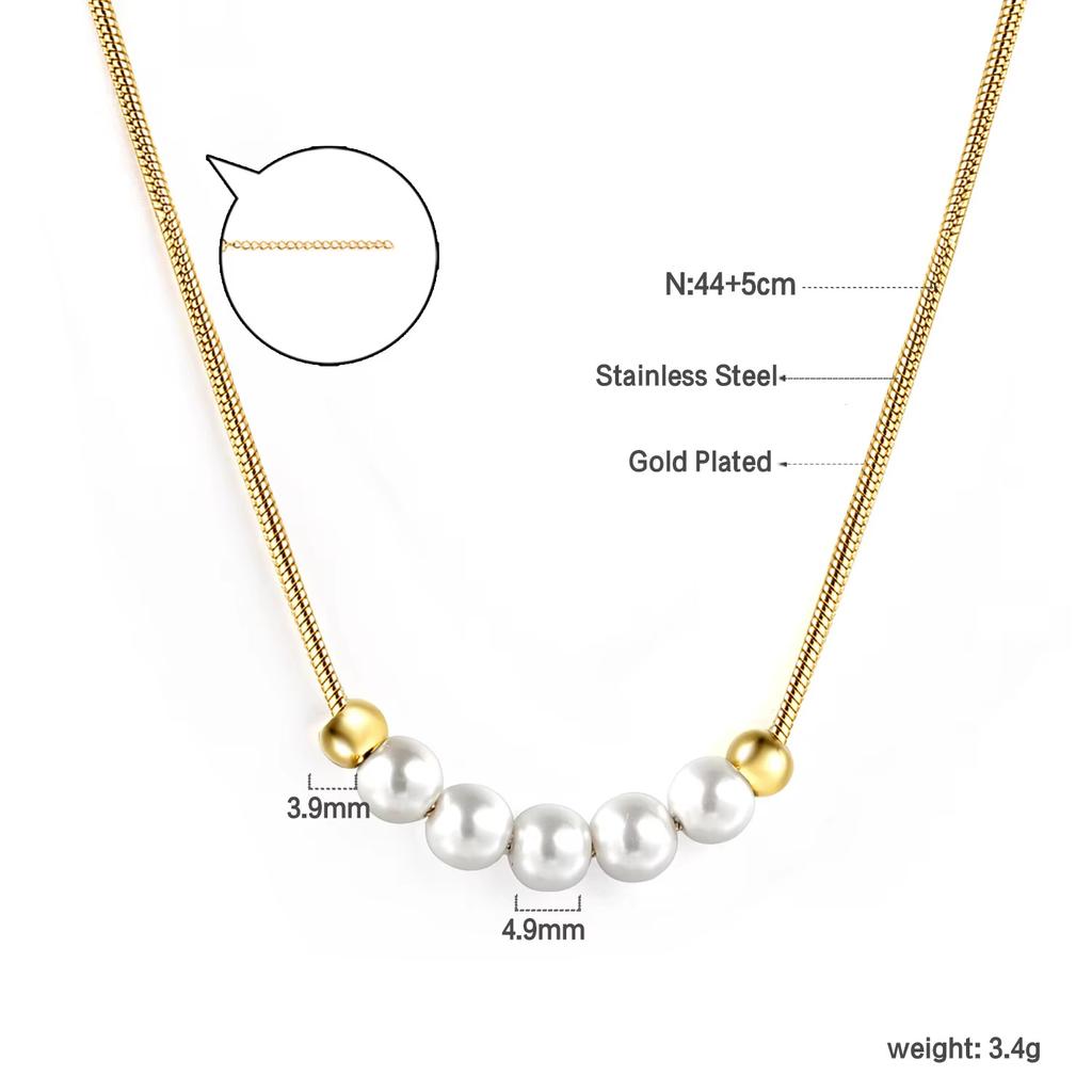 Women's Fashion Geometric Jewelry Light Luxury Multiple Styles Stainless Steel Pearl Pendant Choker Necklace