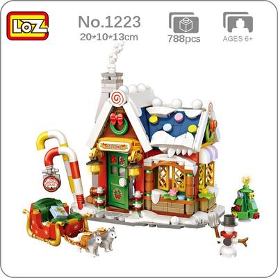 LOZ 1223 Merry Christmas House Tree Santa Claus Snowman Sleigh 3D Model Mini Blocks Bricks Building Toy for Children Gift No Box