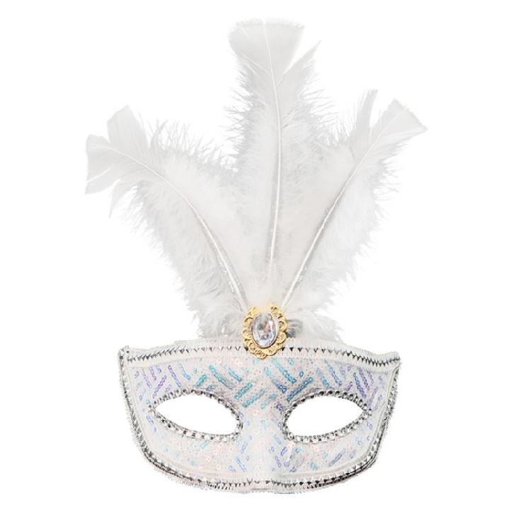 Maskeraddräkt Mask för Kvinnor Fjäder Strass Venetiansk Mask Fest Kväll Bal Maskerad Halloween Cosplay Kostymer
