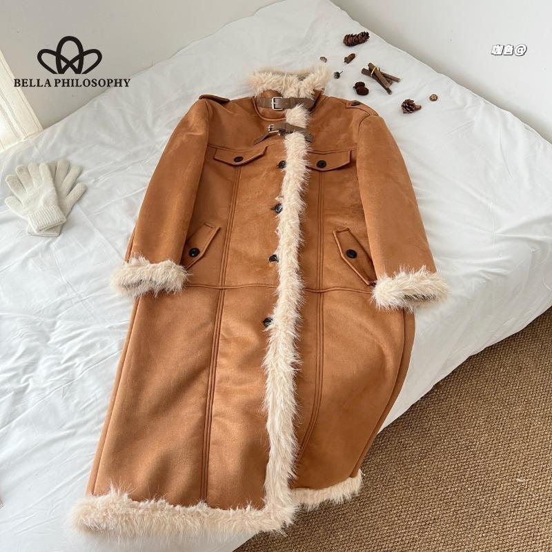

Осень-зима, новое однотонное повседневное пальто из овечьей шерсти, толстое теплое длинное пальто из искусственного меха в корейском стиле S коричневый