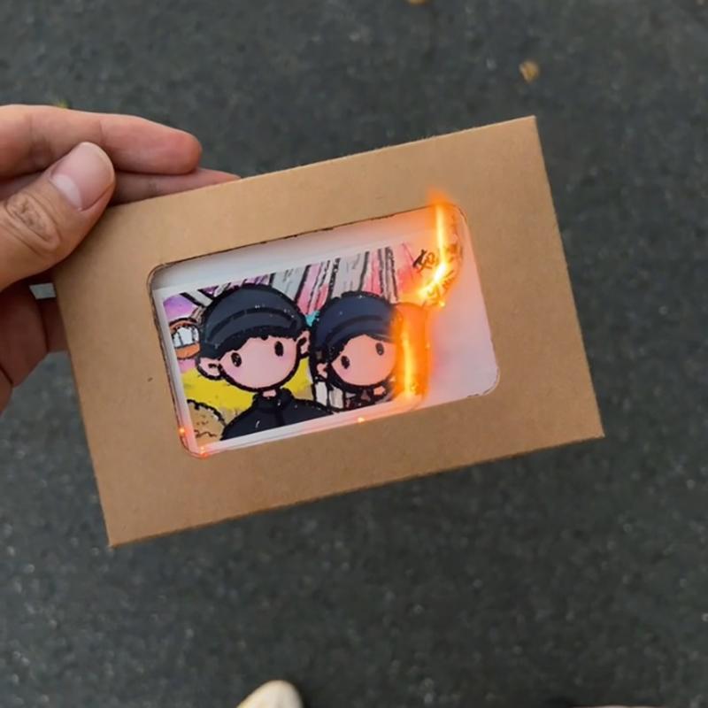 Flame Burning Greeting Card Diy Handmade Burning With Matches Happy Birthday Envelope Paper Material Wrapped Greeting Card Gift