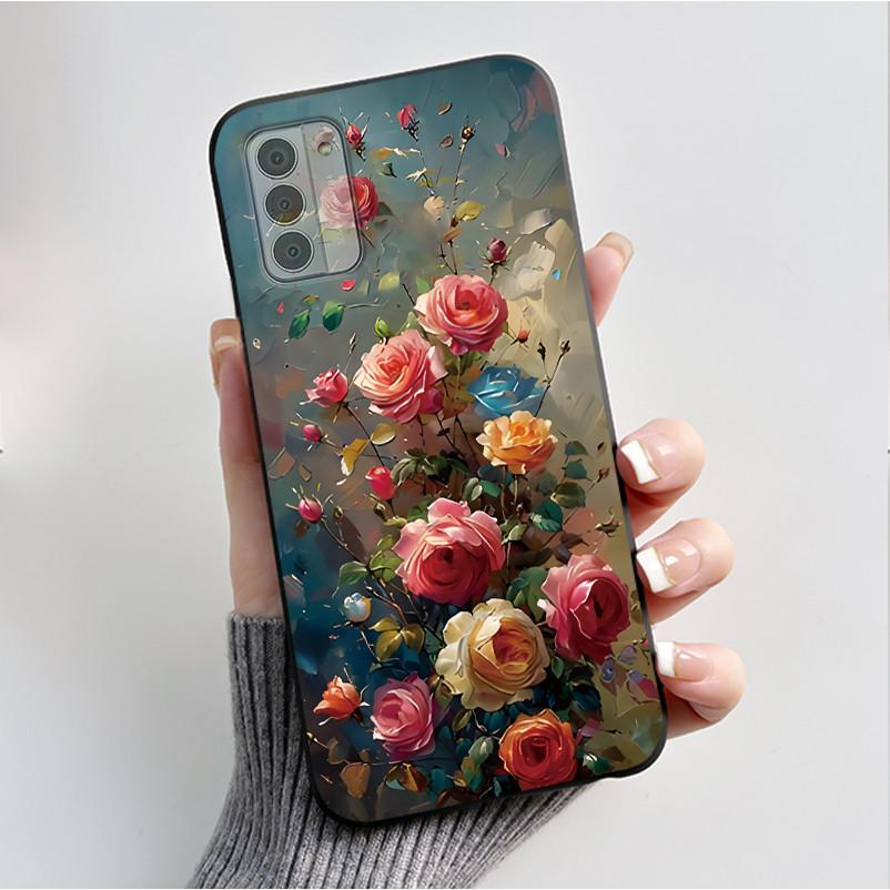 Custodia per Telefono Stampata Per Nokia G42/Nokia G310 5G/Nokia G60 5G/Nokia G100 Cover Guscio Morbido in Silicone Nero Custodie Carine con Fiori e Cartoni Animati
