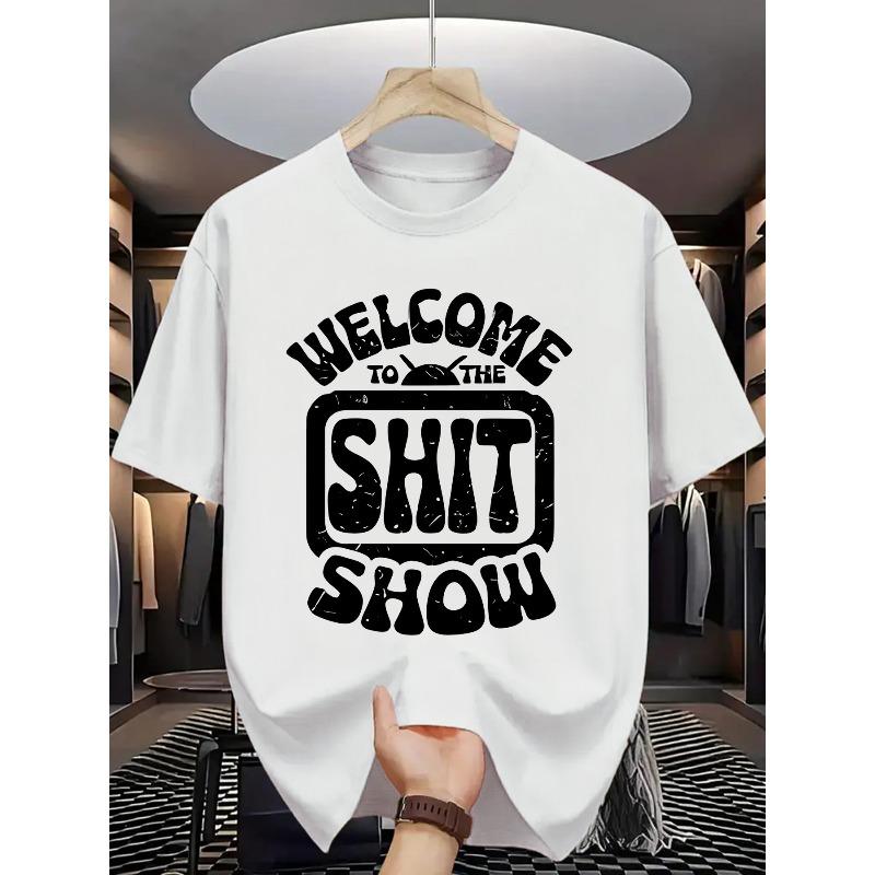 Summer Men s Fashion Print Short Sleeve T-Shirt,Round Neck ,Casual S белый