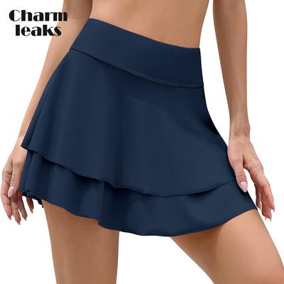 Saia de maiô fluida com shorts de surfe e parte de baixo de cintura larga azul-marinho S-XL
