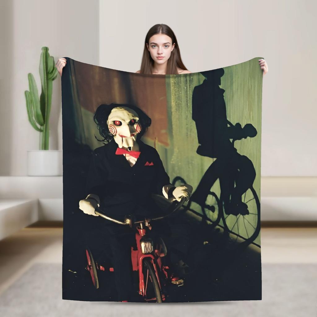 Saw Jigsaw Horrorfilm Mode Decke Fleece Herbst Winter Halloween Gothic Atmungsaktive Dünne Überwurf Mode Decke für Schlafzimmer