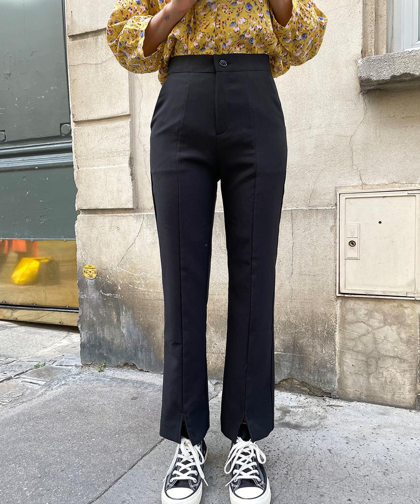 Ppaeppae Domestic Hidden Elastic Front Slit Slacks