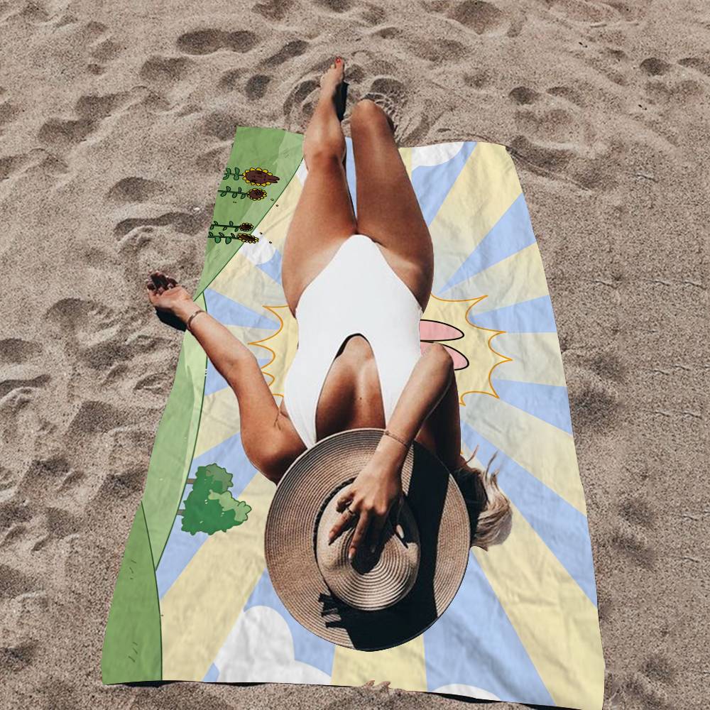 My F-Friend Pink Rabbit Funny Microfiber Blanket Drying Beach Towels Oversized Printing Super Absorbent Pool Towel Blanket