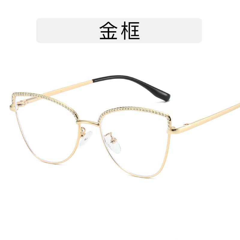 

Женские очки с украшением из стразов, оправа формы «кошачий глаз», очки с защитой от синего света, высококачественные оправы для женщин