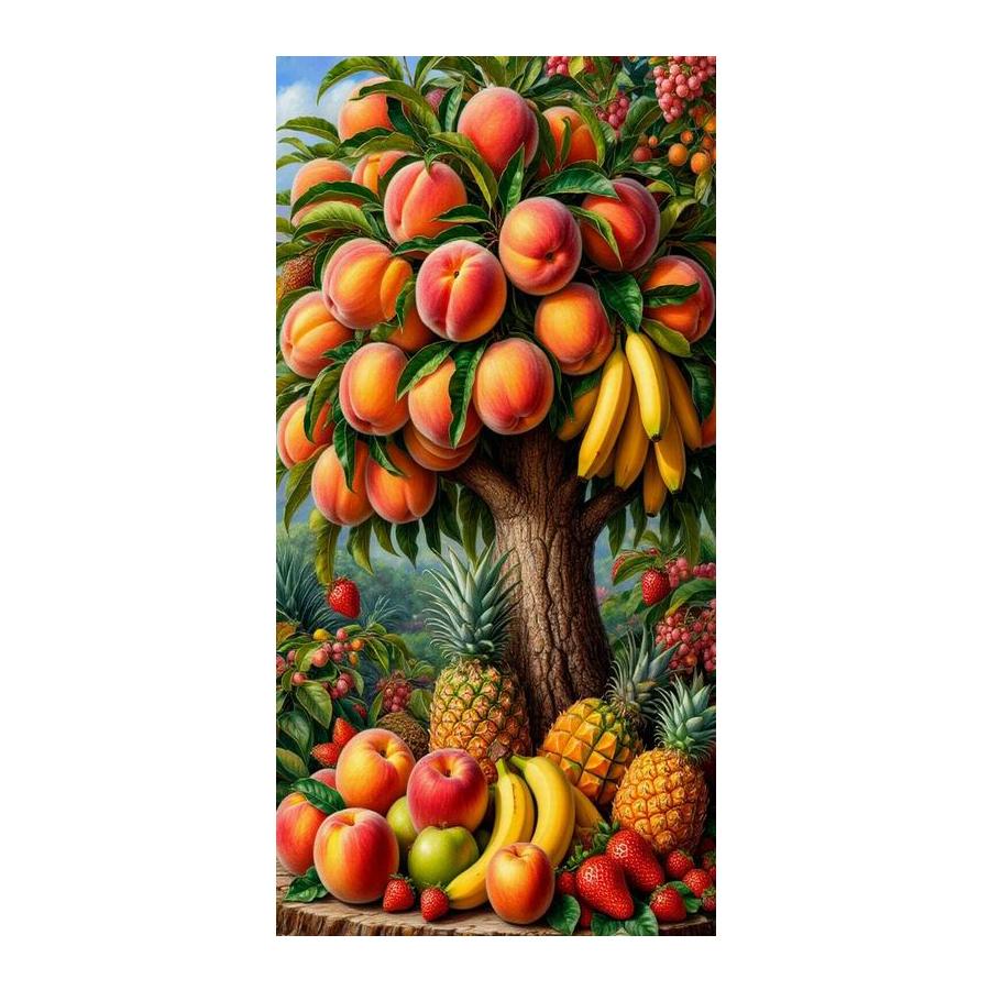 Diy Diamond Mosaic Peach Banana Large Size Diamonds Painting Full Drill Rhinestone Embroidery Fruit Tree Jewelry Cross Stitch Kits Wall Decor