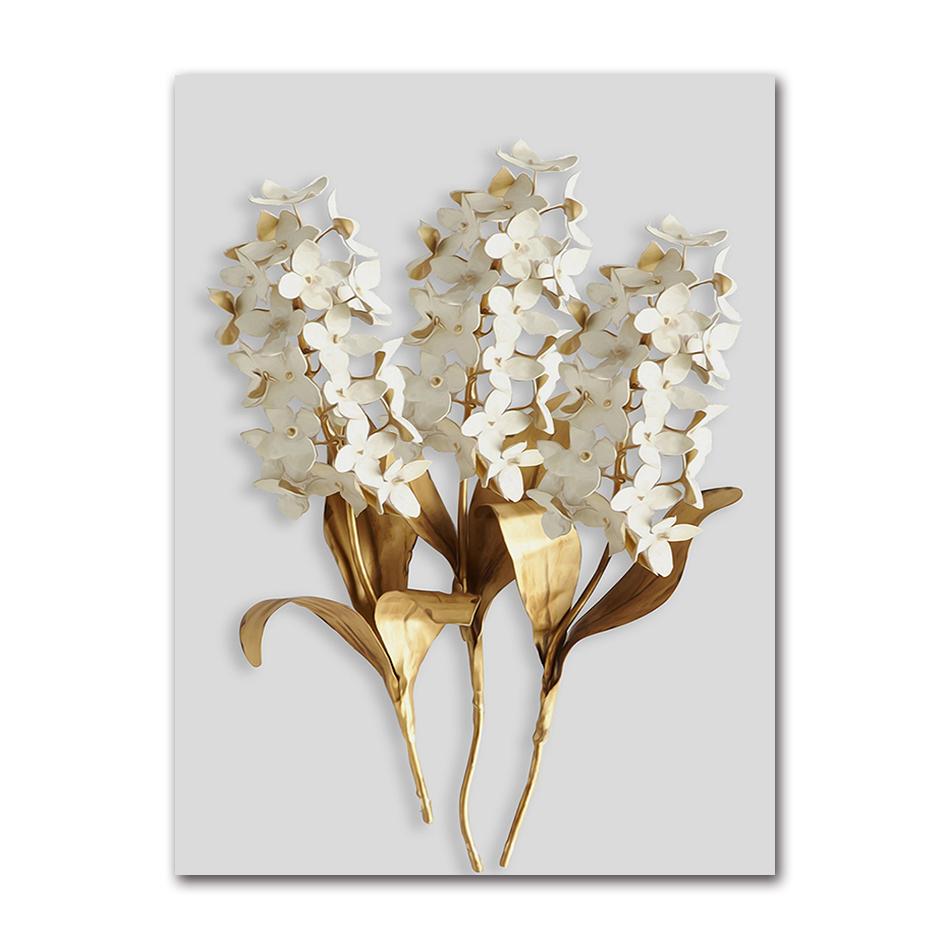 Gold Leaf Posters And Prints Cuadros Wall Art Pictures For Living Room Home Decoration Unframed Abstract Canvas Paintings