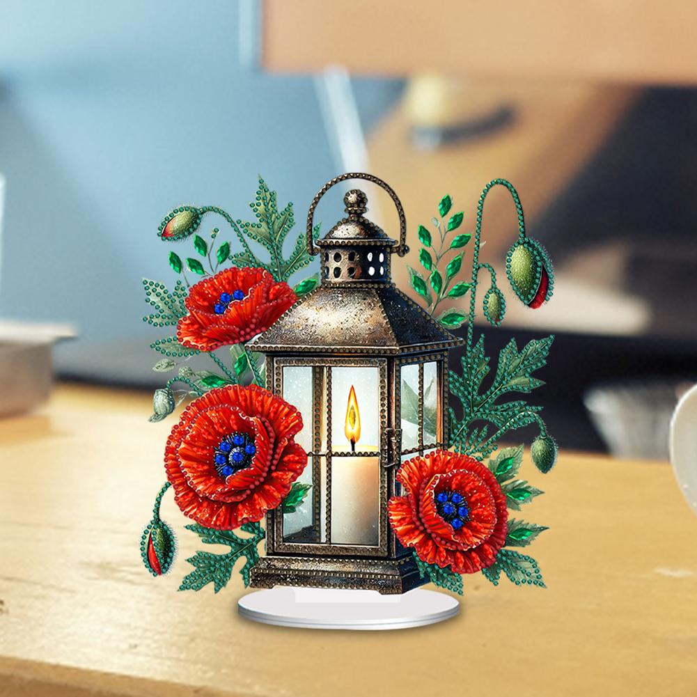 2D Flat Print Flower Night Light DIY Desktop Diamond Art Kits Diamond Painting Desktop Ornaments Kit Bedroom Table Decoration