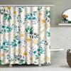 White Floral Shower Curtain Modern Bath Decor With Green Leaves Washable Fabric For Bathroom Various Sizes Available