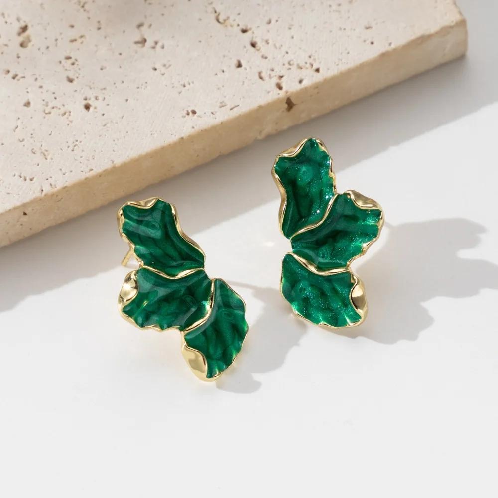 Enamel Flower Stud Earrings for Women Red Green White Girl Korean Delicate Daily Life Minimalist Jewelry Girlfriend Gift