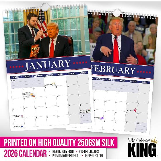 // Donald Trump - 2026 Wall Calendar - 210MM X 297MM (8.3 X 11.7 INCH)