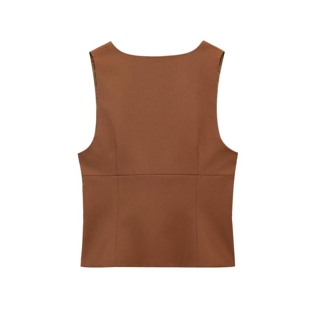 2025 Spring V-Neck Sleeveless Vest Top + A-Line Midi Skirt: European & American Style