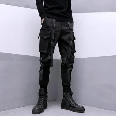 Heren Lente en Herfst Multi-Pocket Werkbroek Mode Casual Hip Hop Trekkoordbroek