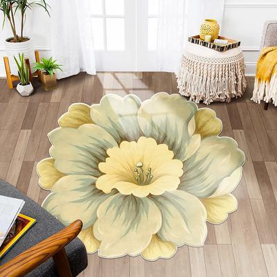 Blumenförmiger Teppich, weich, rund, für die Küche, Bodenmatte, Pfingstrose, Kunstteppich, Wohnzimmer, Schlafzimmer, Nachttisch, rutschfeste Fußmatte für den Flur