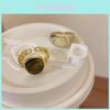 Chic Retro Amber Natural Stone Adjustable Ring For Women Unique Style Accessory