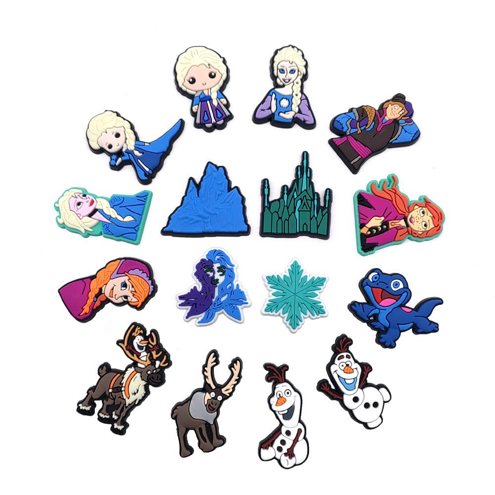 16-Piece Cute Cartoon Frozen Series Crocs Charms DIY Shoe Accessories