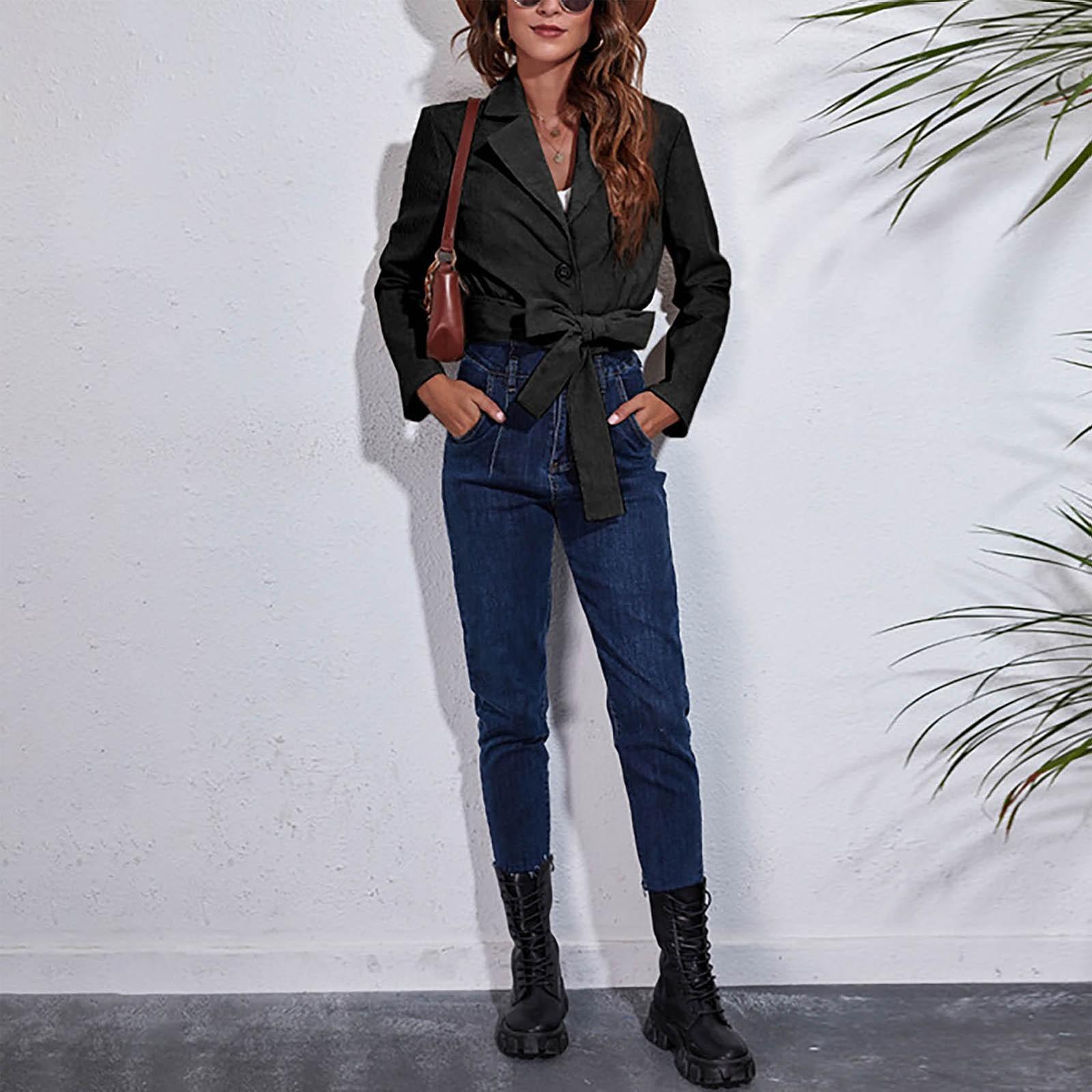 

Женская модная вельветовая куртка с воротником, осенне-зимняя короткая куртка с длинным рукавом S чёрный