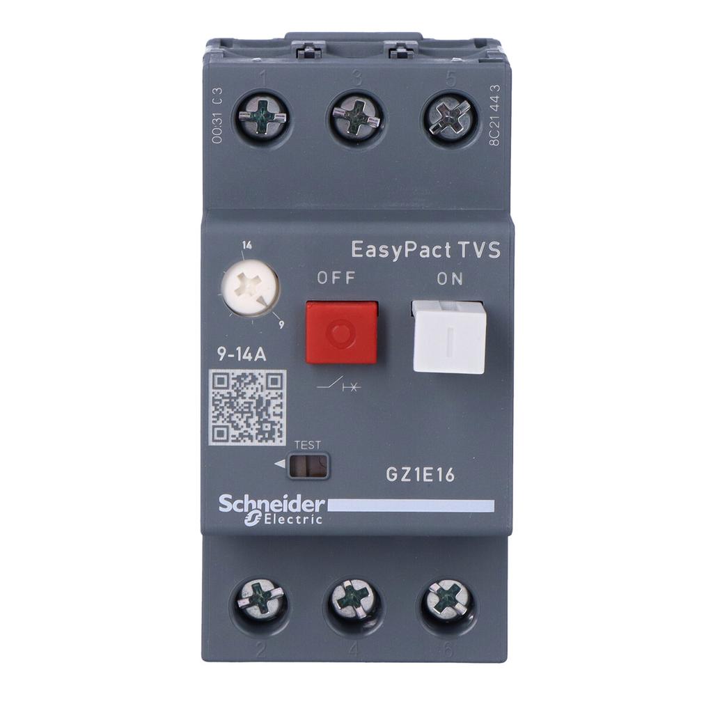 GZ1E motor circuit breaker, push-button drive, I=9-14A, box terminals