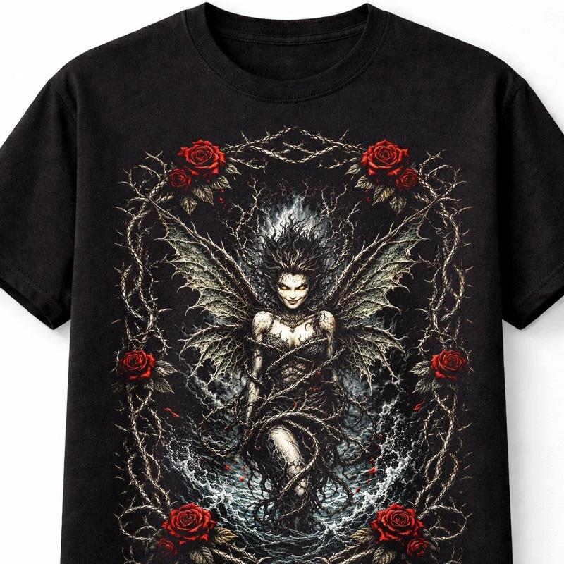 Gothic Fairy Rose Thorn Fantasy Angel Graphic Unisex TShirt S