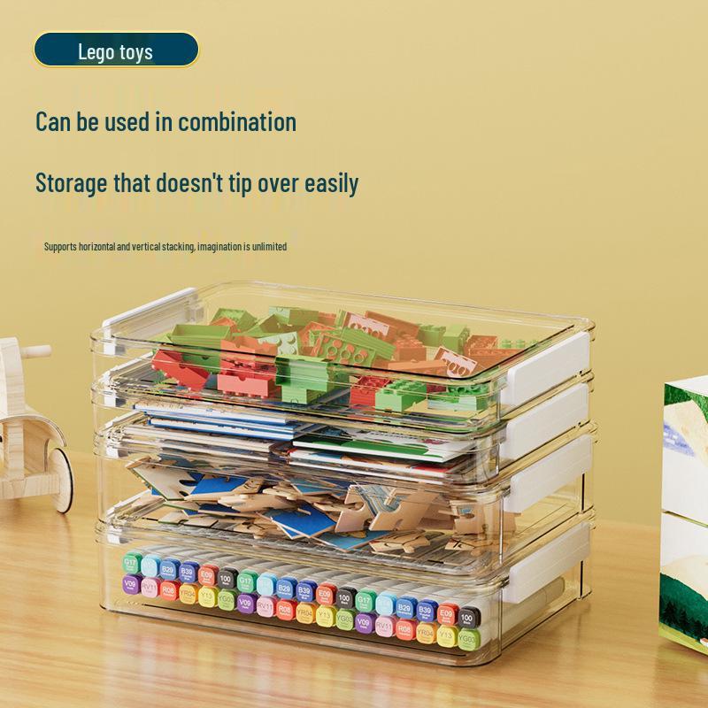 Transparent Dustproof Lego Toy Organizer Box for Children's Puzzles and Building Blocks - Large Capacity