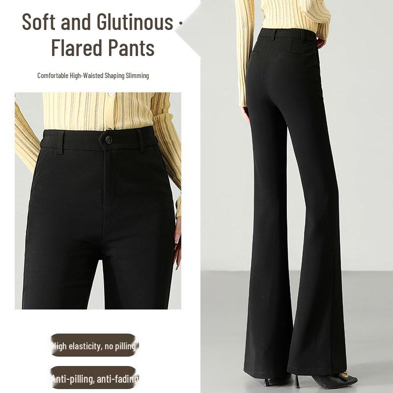 Off-White High Waist Women s Micro Flare Pants – Slimming, Versatile, Casual Spring/Summer Long Pants 32