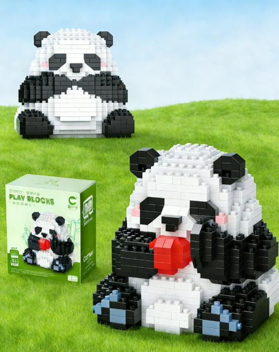 Red Panda Cartoon Figure Micro-Particle Building Blocks - Children s Educational Toy and Festival Gift Color box packaging