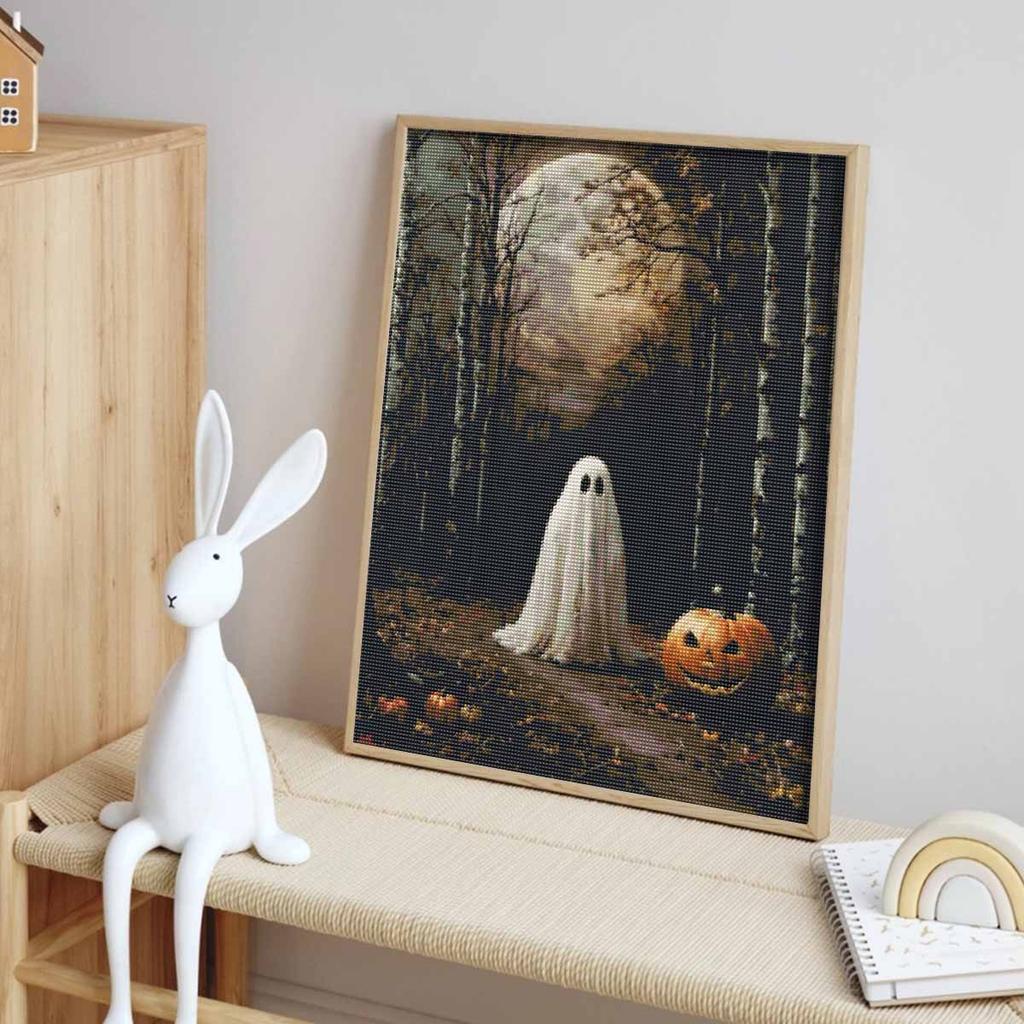 Halloween 5D Ghost Pumpkin Diamond Full Diamond Art Painting Kit Diamond Painting Home Decor DIY Wall Art Full Drill Craft Set